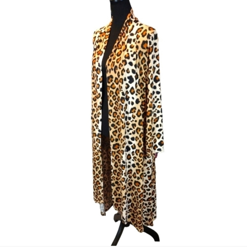 Ssoulm Cheetah Print Duster Cardigan